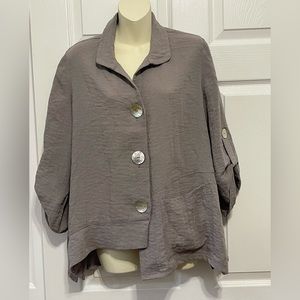 FASHION DESICHERS BIHOCHLeHT vintage Gray Relaxed Boho Style Jacket
Cape size M